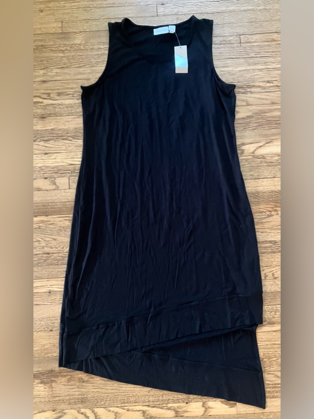 Chico’s Ashlyn Asymmetrical Shift Dress Black Sleeveless 2 NWT